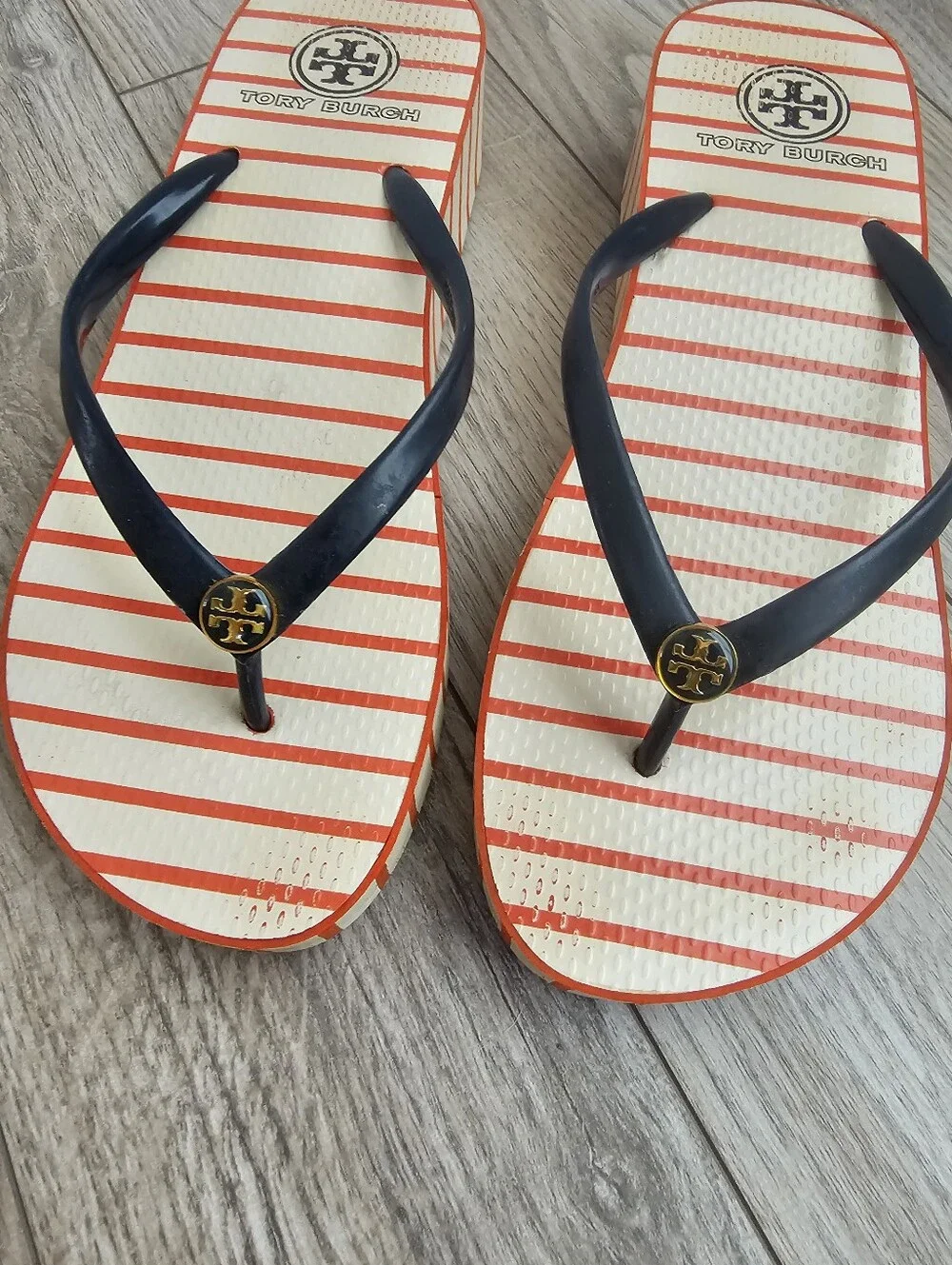 Tory Burch Striped Mini Wedge Sandals